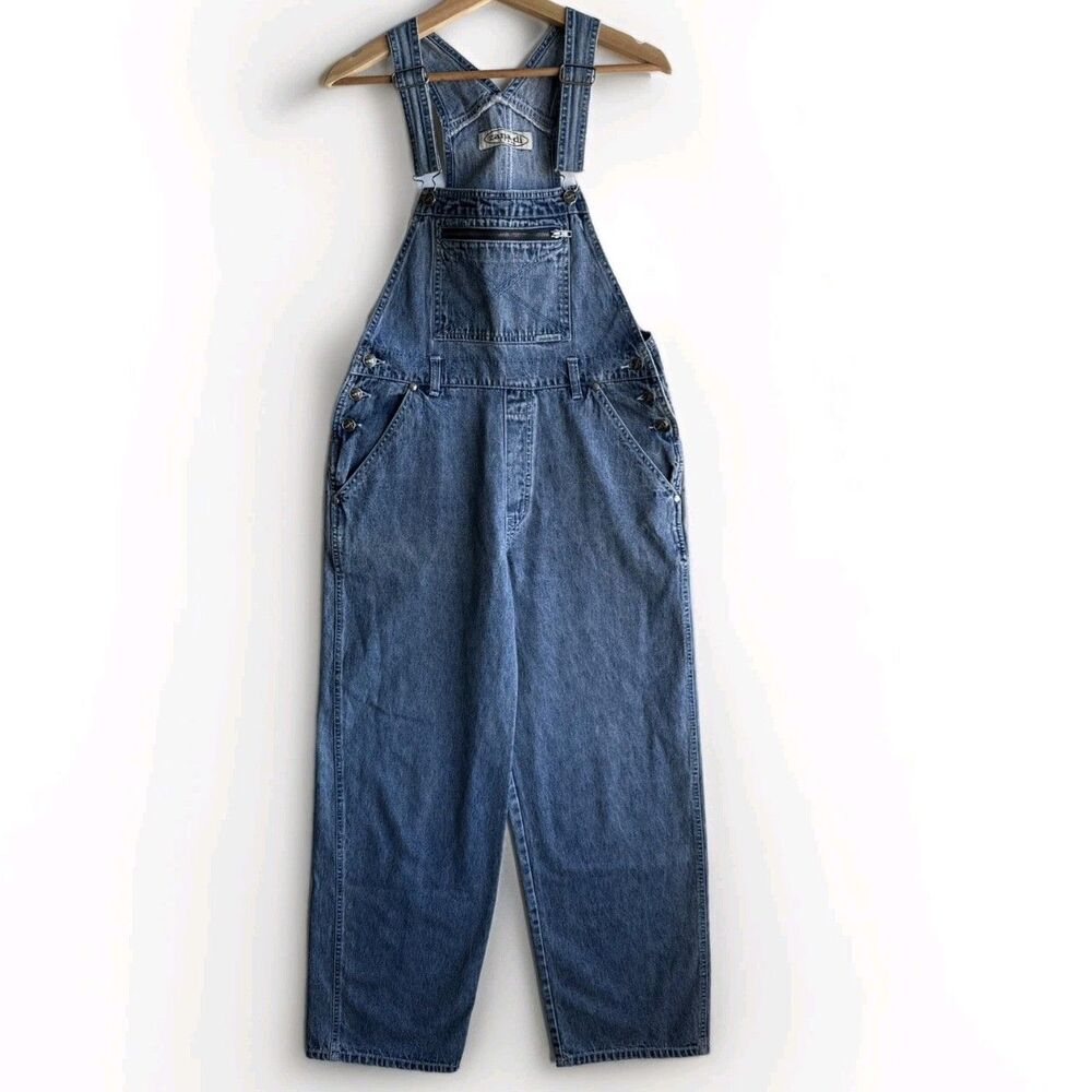 Vintage 90s Zana Di Jeans Overall Bibs Size Medium Wide Leg Pockets Casual